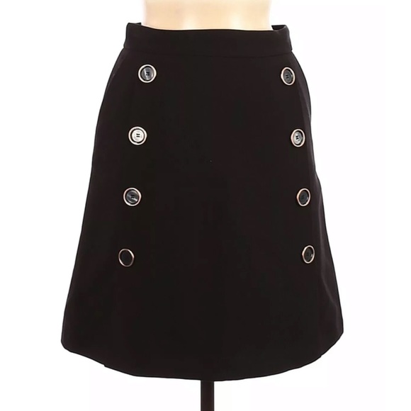 Catherine Malandrino Skirt Womens Size 2 Black Button Front A Line - Picture 2 of 9